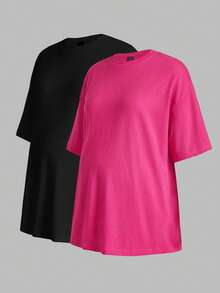 Modmama Áo thun dài tay bầu dáng rộng thoải mái, nhiều màu - Màu Hồng Tươi - Xem 10