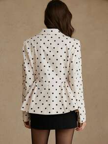 Aveloria Rosie Women's Puff Hem Polka Dot Long Sleeve Blazer - Khaki - View 6