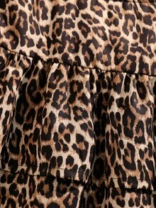 女童休闲豹纹半身裙，夏季穿搭，时尚百搭，适合度假、旅行、校园及日常穿着 - 彩色 - 查看 4