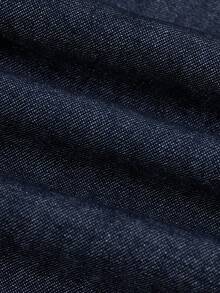 GlowEve Women's Round Neck Long Sleeve Casual Knotted Waist Denim Blouse - Blue - View 5