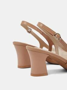 CUCCOO HITCHD Women Shoes Spring Summer Mesh Pearl Decorative Pointed Coarse Heel Fashion Women's Shoes Solid Color Women's High Heel Shoes Daily Commuter Dating Party - Nude A - View 4