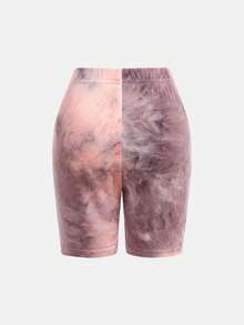 2件套女童扎染印花针织T恤+打底裤套装，休闲、日常、时尚、百搭、复古风，适合外出、姐妹合照、公园、露营、旅行、派对等场合。 - 粉色 - 查看 7