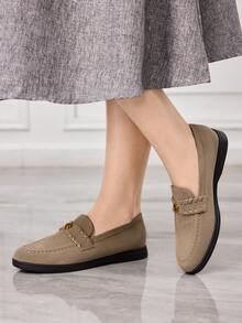 Sleekvia Mocasines planos versátiles y casuales con decoración de flecos para ir y venir - Albaricoque - Ver 3