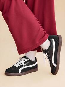 CUCCOO EASI 2026 新款春季女士复古百搭休闲运动鞋，白色平底鞋 - 黑色 - 查看 8