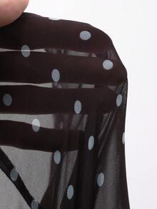 DAZY Spring & Summer Polka Dot Print Flare Sleeve Chiffon Blouse, Black Cropped Tie Front Shirt, Bodycon Skirt, Fishtail Skirt, Two Pieces Set, Casual, Beach, Wedding, Elegant, Slim Fit, Sheer Mesh Patchwork - Brown - View 3