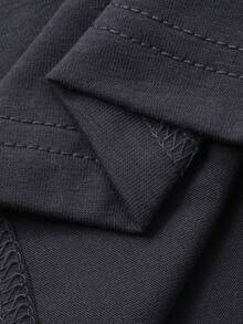 DAZY 男童夏季休闲字母和牛奶盒印花撞色袖T恤 - 深灰色 - 查看 9