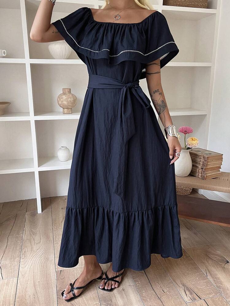 Women's Casual Ruffle Hem Dress, Summer