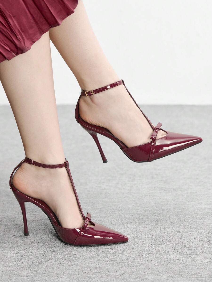 CUCCOO BIZCHIC Giày cao gót siêu cao 10,5cm, mũi nhọn, kiểu dáng gợi cảm, phù hợp cho cả đi hàng ngày và dự tiệc. - Màu Đỏ Sâu - Xem 1