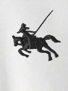 Franclia 经典白色拉链外套，大码女式外套，骏马骑士刺绣图案，刺绣工艺精湛，设计优雅，适合秋季穿着 - 白色 - 查看 3