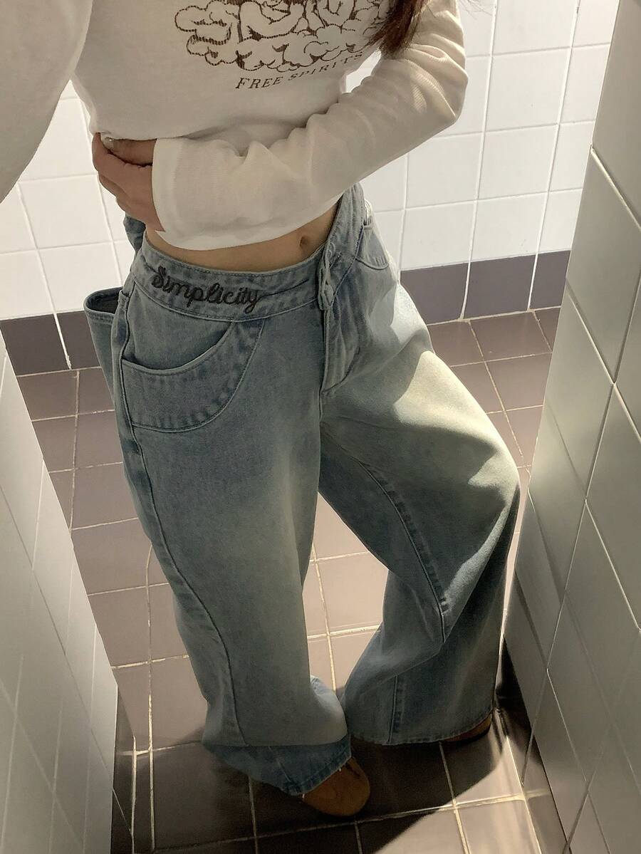 DAZY Women's Contrast Stitching Gradient Washed Refreshing Denim Jeans - Blue - View 1