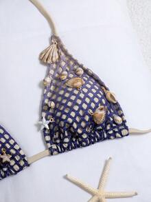 Swim SXY Traje de baño de malla degradada hecho a mano 2026, bikini con copa triangular de gran - Morado - Ver 4