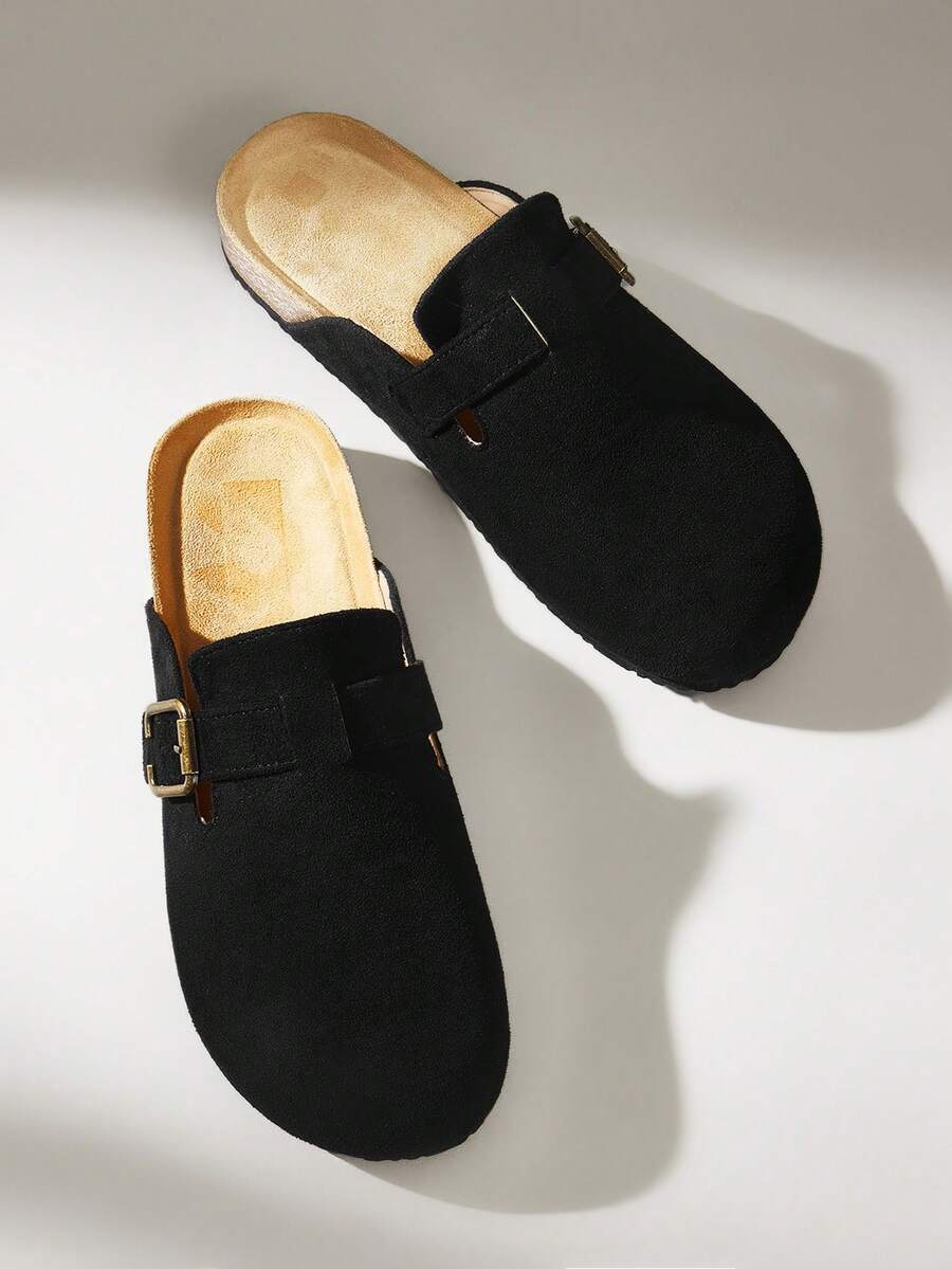 Solecia Women's Casual Versatile Slip-On Buckle Flat Shoes - Black - View 1