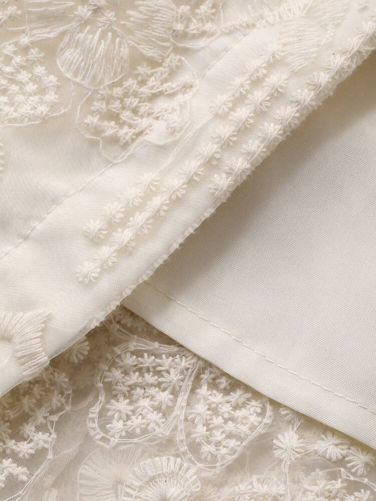 Elegant Lace Embroidery Solid Color Dress