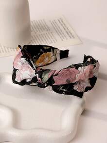 Enchnt Bow Decor Floral Print Headband For Daily Casual Outing Wear Boho Valentine's Day Valentines,Hairband,Hair Hoop Headbands Hair Accessories - Multicolor - View 11
