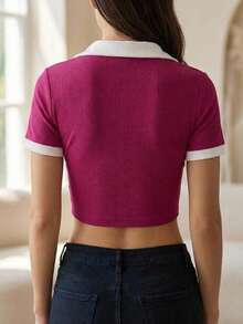 Blusa de mujer corta - Vino - Ver 2