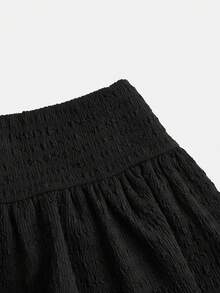 SHEIN Girlism Tween Girl Casual Blue Layered Textured Skirt - Black - View 3