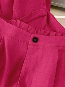 Rometta Plus Size Solid Color Tank Top And Shorts 2 Pieces Set - Hot Pink - View 7