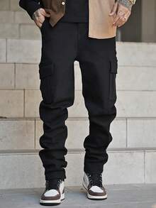 Devon Thys 男士时尚休闲洗水工装牛仔裤、工装裤 - 黑色 - 查看 4