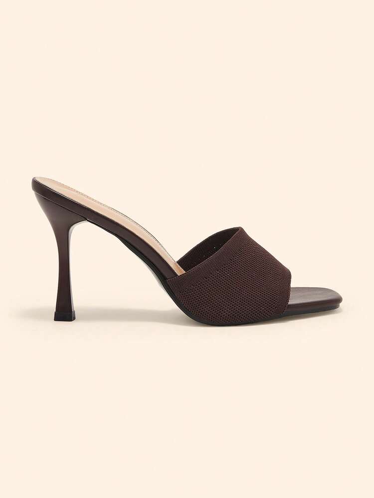 CUCCOO BASICS Women's Pointed Toe Stiletto Heel Coffee Color Knitted One-Piece Sandals, Comfortable Breathable Everyday Versatile Commute Outdoor Essential Ladies Sandals