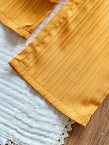 Vintaside Kids Young Girl Camisole Print Top & Textured Casual Pants Set - Orange - View 8