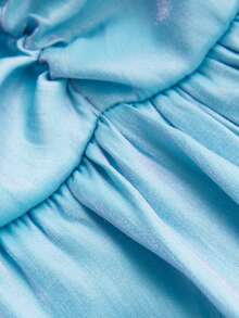 Chiquease Vestido mini de manga larga con escote en V en azul brillante, de apariencia vintage y lujosa, con diseño de volantes y capas, cintura ceñida que resalta las curvas, adecuado para fiestas y reuniones - Multicolor - Ver 4