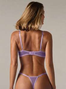 SHEIN BAE 2pcs/Set Blue Vintage Style Sexy Lingerie Set For Women - Purple - View 2