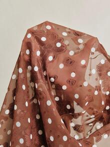 Anewsta Women's New Retro Modern Elegant Urban Polka Dot Jacquard Sheer Lightweight Blouse - Coffee Brown - View 7