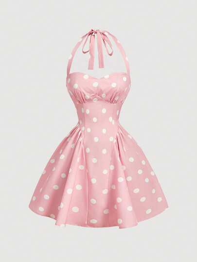 SHEIN MOD Women's Polka Dot Bandeau Long Dress, Minimalist & Fashionable, Suitable For Summer,Polka Dot Dress,Summer Holiday Outfits, Ceremony,Beach Vacation Outfits,Vacation Outfits Women,Out Going Outfits,Graduation Ceremony ,Party