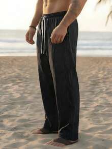 Manfinity RSRT 男士纯色休闲裤 - 黑色 - 查看 5