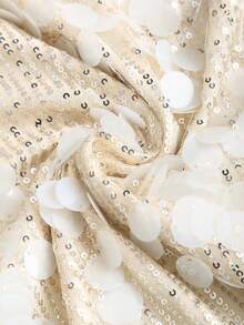 Sweetra Women's Spaghetti Strap Sequin Embellished Short Dress, Sexy Vacation Style, Spring/Summer - White - View 4