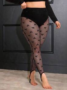 Truni Quần legging lưới xuyên thấu ren nơ gợi cảm dành cho nữ cỡ lớn, thích hợp cho các bữa tiệc, buổi hẹn hò và ngày Valentine. - màu đen - Xem 5