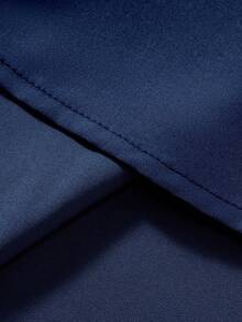 Manfinity Mode Elegant Men's Navy Blue Long Sleeve Shirt Collar Polyester Blouse Regular Length Business Casual Men Shirt Navy Blue Dress Shirt Men Slim Fit Dress Shirt Men Men Black Dress Shirts - Navy Blue - View 4