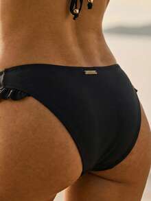 Aralina Summer Resort Vacation Beach Western Gingham Ruffle Triangle Bikini Set With Swim Bag - Black - View 5