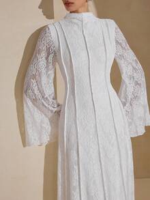 Graceveil Women's White Lace High Collar Elegant High-End Formal Dress - White - View 9