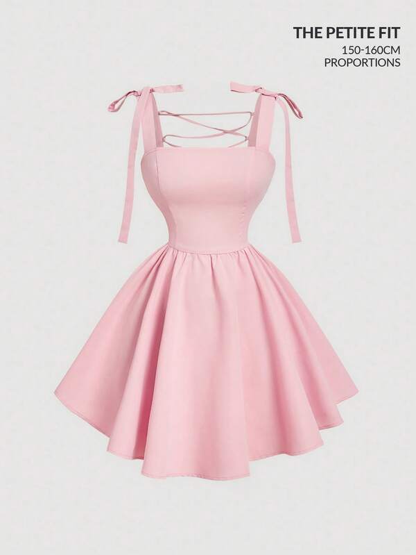 SHEIN MOD 粉色浪漫露背蝴蝶结连衣裙，适合约会、派对、度假、下午茶、生日等场合。