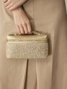 PREMIUM SQUARE OPENWORK BAG - Gold - View 7