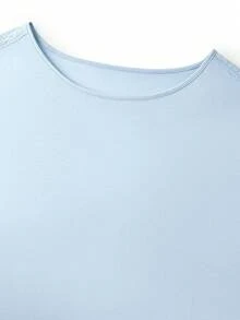 LUVLETTE Set Piyama Wanita Ukuran Besar Musim Panas, Lembut, 100% Katun Murni, Warna Biru, Cocok untuk Bersantai, Pakaian Dalam Pengantin, Pakaian Dalam untuk Wanita Berlekuk Tinggi (Talla Grande). - Biru - View 8