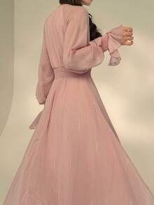 DAZY Women's Elegant Ruffle Waist Dress, Autumn,Valentine Outfits For Women Summer Sundress - Pink - View 6