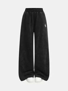 SHEIN Tween Girls' Casual Everyday Street Slim Fit Short Sleeve Round Neck T-Shirt And Wide Leg Pants Knit Set, Washed Fabric, Gray, Butterfly Print - Dark Grey - View 10