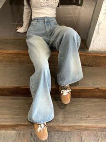 DAZY Quần jeans denim nữ phối màu gradient, đường chỉ tương phản, kiểu dáng tươi mới. - Màu xanh lam - Xem 6