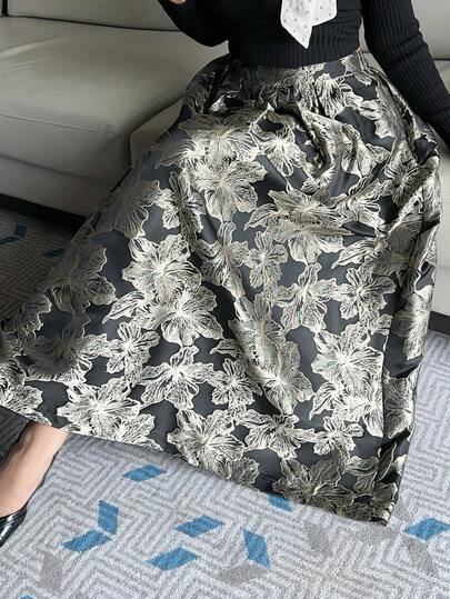 Dazy Plus Saia Elegante com Cintura Elástica e Estampa Floral