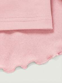 SHEIN PETITE CURVE Váy xòe màu trơn với chi tiết dây rút và xếp ly. - Màu Hồng baby - Xem 2