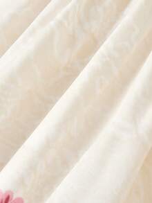 SHEIN MOD Đầm ngắn dáng rộng, in họa tiết quả mơ, cổ chữ V, thắt eo, thích hợp cho các buổi đi chơi, kỳ nghỉ và tiệc ngoài trời. - Màu be - Xem 5