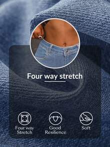 SHEIN Tall 女士休闲百搭中腰修身喇叭牛仔裤，带口袋 - 淺色水洗藍 - 查看 7