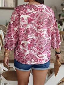 SHEIN LUNE 大码佩斯利印花休闲度假衬衫 - 彩色 - 查看 2