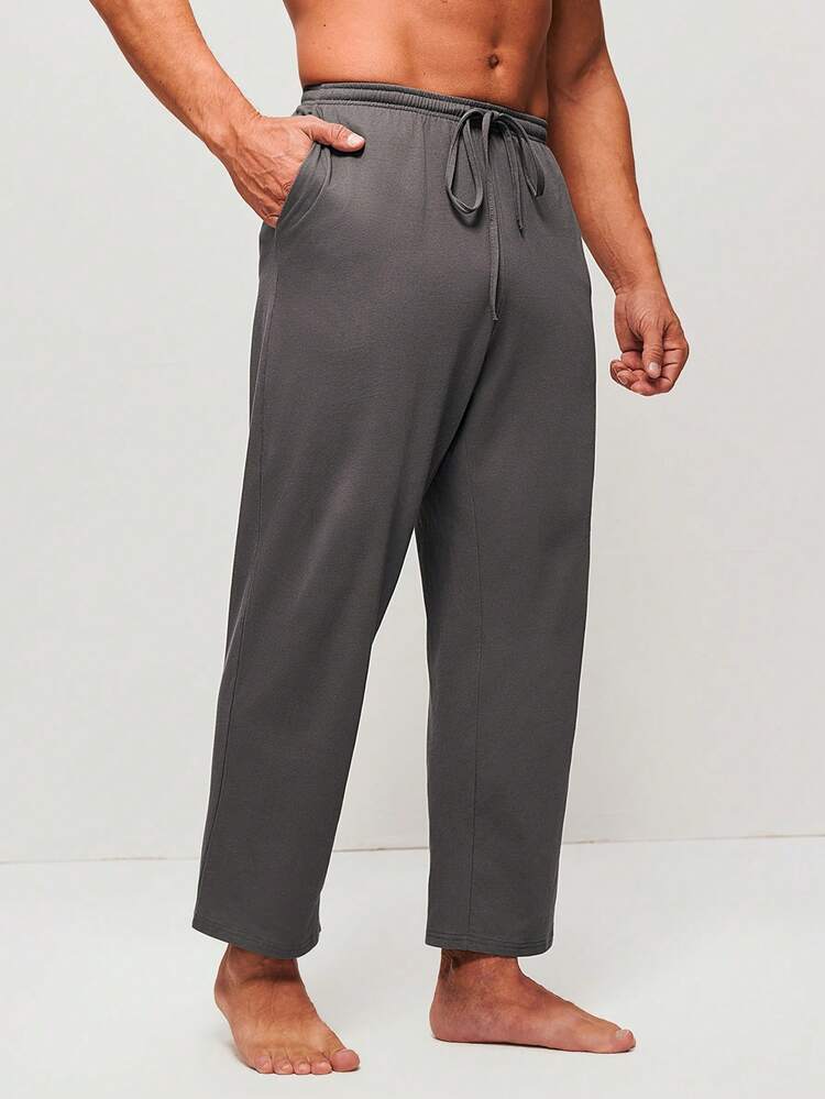 Plus Men Black Basic Bottoms Lounge Pants Pajama Pants