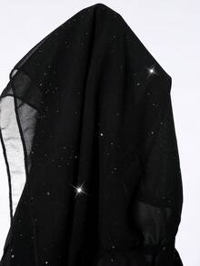 SHEIN ICON Shiny Chiffon Fabric Multi-Layered Ruffle Hem Low Waist Women's Pants - Black - View 7