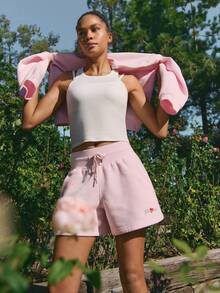 GLOWMODE Valentine's Day Everyday Fleece Cupid Called Warm Soft Lightweight Adjustable Drawstring Waist Slip Pockets Shorts Daily Casual Wear - Pink - View 6