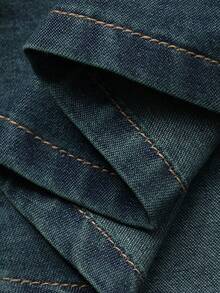 DAZY Women's Collared Sleeveless Blouse & Loose Denim Skirt 2-Piece Set - Blue - View 10