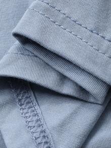 DAZY Minimalist Pleated Design Loose Women Pajama Set - Blue - View 7